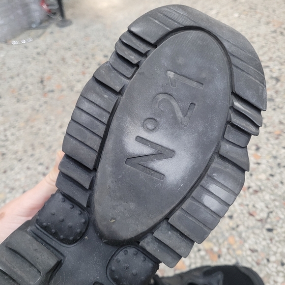 Black Chunky Dad Sneakers with Textured Sole - Picture 6 of 8